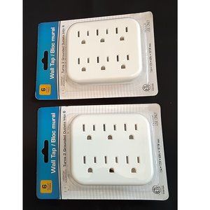 2 to 6 outlet converter - 3 pronged - 2 Pack Electrical Wall Tap